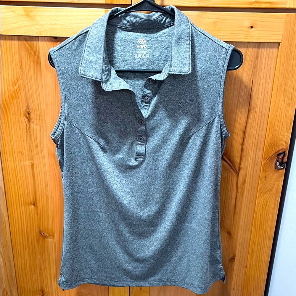 MOFIZ Women's Gray Sleeveless Polo Top